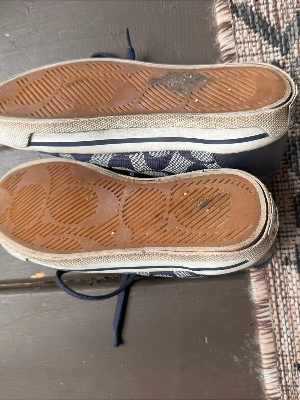 Coach Navy and White Signature Canvas Low-Top Sneakers